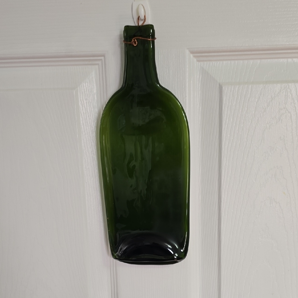Art Glass Green Decorative Wine Bottle Hanging Handblown